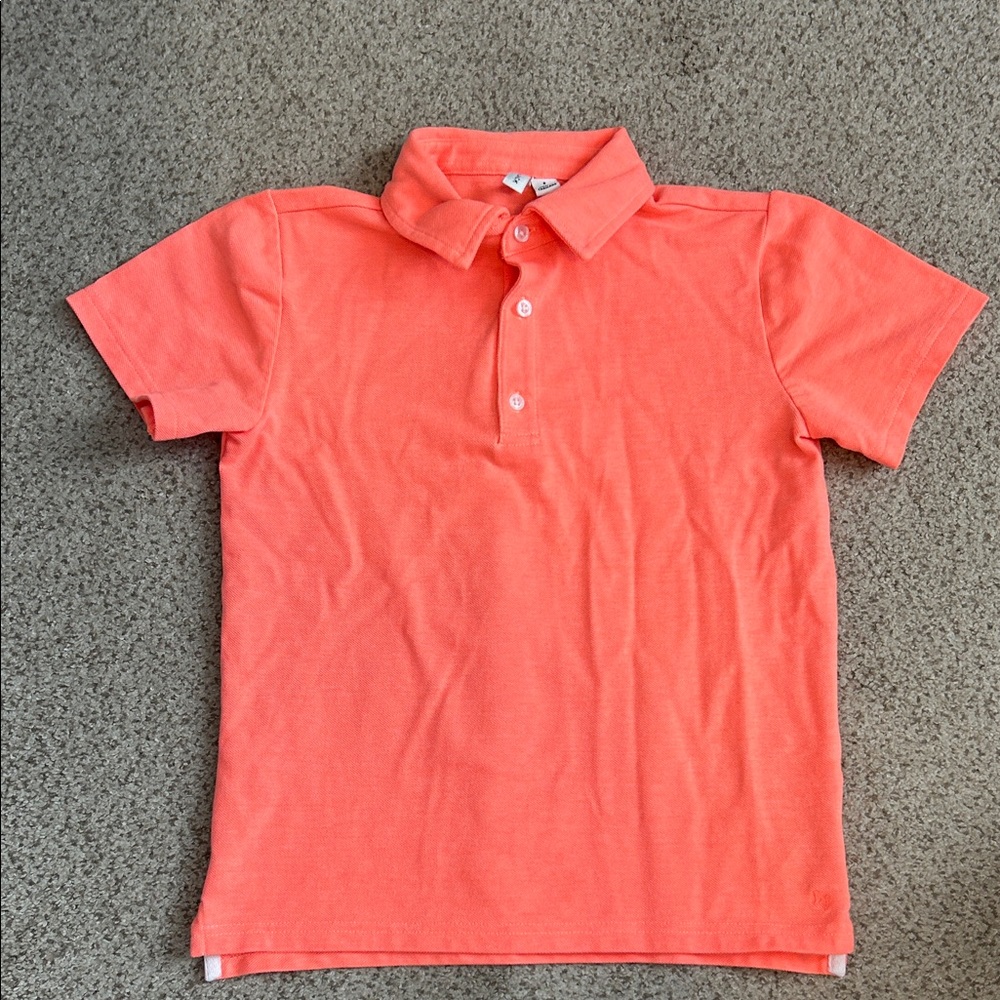 Janie & Jack Hot Coral Pique Polo Shirt, 8